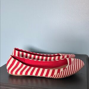 Red and White Striped Women's Flats | Striped Women's Flats